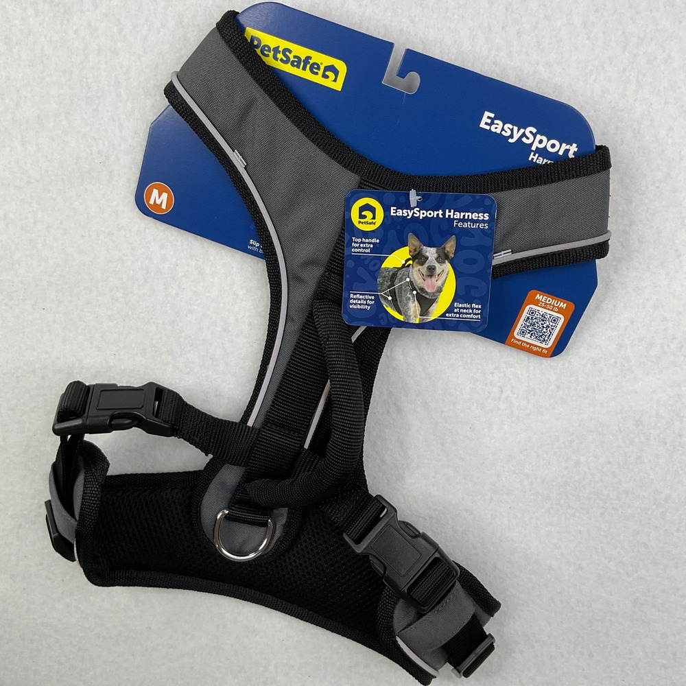 PetSafe EasySport Dog Harness Medium Gray Reflective Padded Control Handle